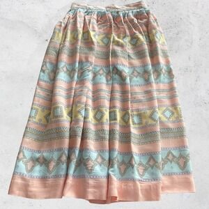 Vintage 90s Skirt Womens 4 Petite Midi Cause Peach Geometrice Retro Colorful
